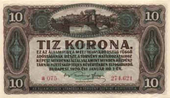 1920. 10K (6x) egymásutáni sorszámokkal T:I,I-