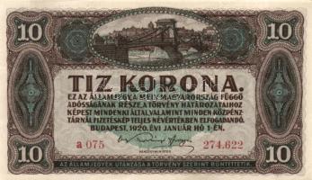 1920. 10K (6x) egymásutáni sorszámokkal T:I,I-