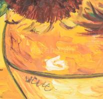 Olvashatatlan jelzéssel, Van Gogh után: Napraforgók. Olaj, vászon. Dekoratív fakeretben. 60x50 cm