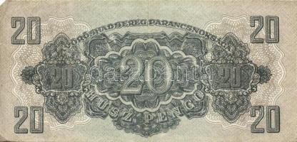 1944. 20P "V.H." (2x) mindkettőn felső ívszélen mindkét oldalon erős fehér csík, az egyik ...