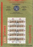 Németország 2005. 10€ Ag "1200 éves Magdeburg" + 10€ Ag "Bertha von Suttner" nagyalakú emlékíveken egy-egy bélyeg-kisívvel, elsőnapi bélyegzőkkel, ismertetővel T:BU
