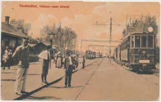 1923 Törökbálint, Villamos vasúti állomás, vasútállomás, vonat. Hirschler Gáborné kiadása (EB)