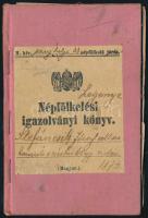 1908-1909 Népfölkelési igazolvány, M. kir. sátoraljaújhelyi 33. népfölkelő járás, Stefáncsik József, a cs. és kir. 65. gyalogezred volt szakaszvezetője részére. Az egyik lapon kivágásból eredő hiánnyal.