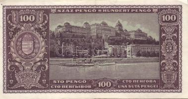 1945. 100P ráragasztott "1000P forgalmi adó" okmánybélyeggel T:II