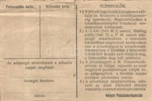 1946. 10.000AP pénztárjegy T:III/IV