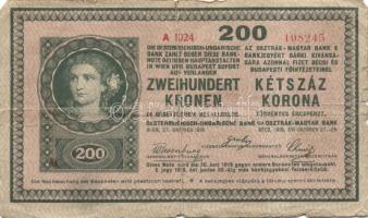 1918. 200K "sima" hátlap T:III/IV