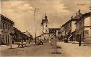 Gyöngyös, Fő tér, Hotel Bruckner szálloda, piac, templom, üzletek. Bucsánszky K. kiadása