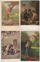 21 db RÉGI művészeti motívum képeslap vegyes minőségben / 21 pre-1945 art motive postcards in mixed quality