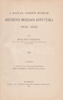Kollányi Ferenc: A Magyar Nemzeti Múzeum Széchényi Országos Könyvtára 1802-1902. A könyvtár megalapításától gróf Széchényi Ferencz haláláig. I. Kötet. [Unicus, nem jelent meg több kötet.] Budapest, 1905. M. N. Múzeum Széchényi Országos Könyvtára (Athenaeum rt. ny.) 1 t. (hártyapapírral védett címképen a könyvtáralapító portréja) + [4] + 485 + [1] p. + 6 t. (egy dupla oldalas) + 3 hasonmás (két kétleveles, egy kihajtható). Egyetlen kiadás. Oldalszámozáson belül számos szövegközti és egész oldalas fényképpel, hasonmással illusztrált ismeretterjesztő munka. A szerző Kollányi Ferenc (1863-1933) jáki apát, egyháztörténész, levéltáros, MTA-tag számos közgyűjtemény 19. századi történetét kutatta. E munkája a könyvtári közgyűjtemény alapításának és fejlesztésének nehézségekkel, kitérőkkel tarkított történetét dolgozza fel, azt a folyamatot, ahogyan a magyar nyelv jogait visszaadó 1790. évi törvénycikk okozta hazafias felbuzdulástól kezdve megszületik a honi művelődést szolgáló közintézménynek előbb gondolata, majd valóságos állománya is. Az első borítón a Könyvtár ,,Tiszteletpéldány" feliratú bélyegzése. Példányunk fűzése laza. Fűzve, sérült kiadói borítóban. Felvágatlan példány.