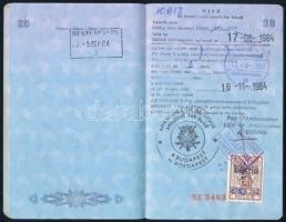 1984 Magyar Népköztársaság által kiállított útlevél brit, belga, német, stb. vízumokkal