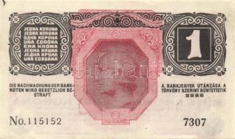 1916. 1K előlapi nyomat erősen lefelé csúszva, hátlapon jobb felső sorokban erős fekete nyomdai hiba...