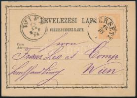 1871 2kr díjjegyes levelezőlap (narancssárga) VERSETZ - WIEN