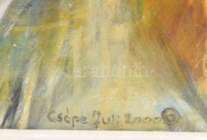 Csépe Juli (Kvasznay Julianna, 1955-2008): Madarak (cím nélkül). Olaj, farost, jelzett, fakeretben, ...