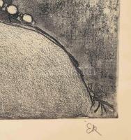 Ék Sándor (1902-1975): Lány portré. Vegyes technika (sokszorosított grafika), papír, jelzett, üvegez...