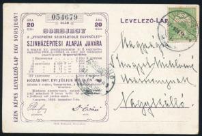 1907 Dr. Véghely Kálmánné Fritse Katinka (?-?) autográf sorai és aláírása őt ábrázoló képeslapon (a ...