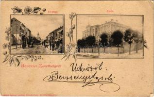 1899 (Vorläufer) Keszthely, Fő utca, zárda. Mérei Ignác kiadása, Art Nouveau, floral (EK)