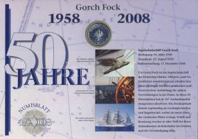 Németország 2008. 10€ Ag "Gorch Fock" nagyalakú emlékíven elsőnapi bélyegzős bél...