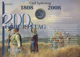 Németország 2008. 10€ Ag "Carl Spitzweg" nagyalakú emlékíven elsőnapi bélyegzős ...