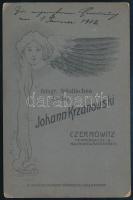 cca 1900 Kislányok portréja, keményhátú fotó Krzanowski (Czernowitz / Csernyivci) műterméből, szeces...