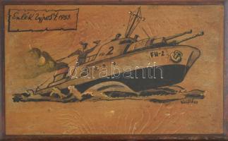 Flotilla emlékdoboz "Emlék Újpest, 1953" felirattal, kulcs nélkül, 22x15x8 cm