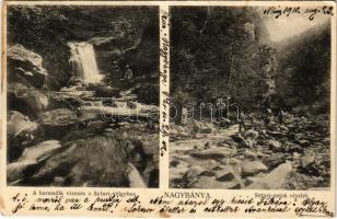 1910 Nagybánya, Baia Mare; Harmadik vízesés a Szturi-völgyben, Szturi-patak részlete. Kovács Gyula kiadása / waterfall in the valley, creek (fa)