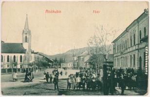 Alsókubin, Dolny Kubín (Árva, Orava); Fő tér, templomok. W.L. Bp. 2441. / main square, churches (kopott sarkak / worn corners)