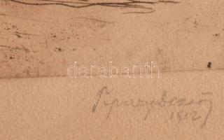 Tipary Dezső (1887-1967): Élet az utcán, 1912. Rézkarc, papír, jelzett. Fakeretben. Lap széle foltos...