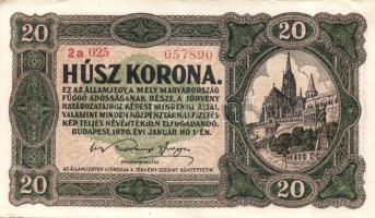 1920. 20K (2x) egymásutáni sorszámokkal T:I-,I- foltos