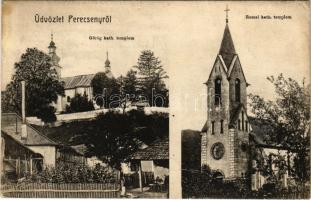 Perecseny, Perechyn, Perecin; Római és görög katolikus templom / Catholic churches (EK)