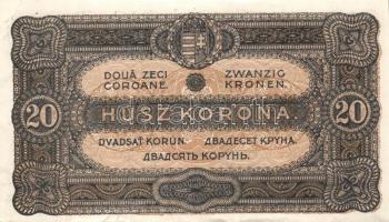1920. 20K (3x) sorszám utolsó betűje mindegyiken felfelé csúszva, egyike erős papírránc T:I-