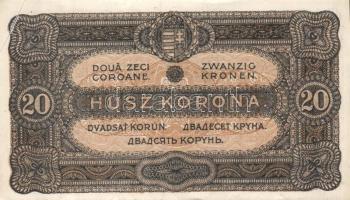 1920. 20K (3x) sorszám utolsó betűje mindegyiken felfelé csúszva, egyike erős papírránc T:I-