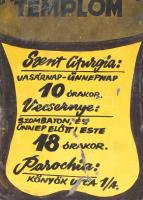 Szent Miklós Magyar Orthodox Templom fém közlőtábla. Kopással, 64x32 cm