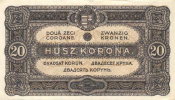 1920. 20K (3x) egymásutáni sorszámokkal T:I- egyiken folt