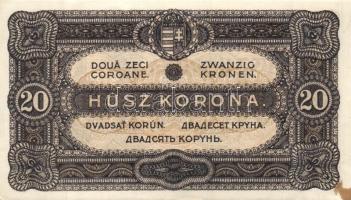 1920. 20K (3x) egymásutáni sorszámokkal T:I- egyiken folt