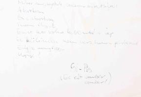 Bada Dada (Bada Tibor, 1963-2006) képzőművész, zenész saját kezű feljegyzései, verses sorai össz. 19...