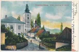 1905 Várna, Trencsán-Várna, Varín; katolikus templom és iskola. Feitzinger Ede 1904/14. 633. A.J. / Catholic church and school (fl)