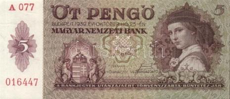 1939. 5P (2x) egyugrású sorszámokkal, erős mindkettő papírráncokkal! T:I