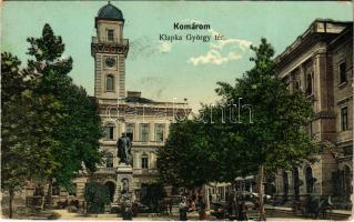 1911 Komárom, Komárnó; Klapka György tér és szobor, városház, piac / square, monument, market, town hall (EK)
