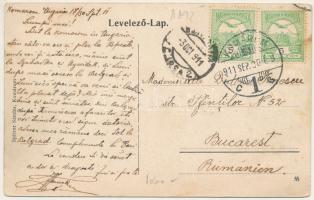 1911 Komárom, Komárnó; Klapka György tér és szobor, városház, piac / square, monument, market, town ...