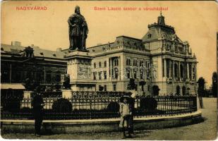 1912 Nagyvárad, Oradea; Városháza, Szent László szobor, takarékpénztár. W.L. Bp. 271. / town hall, monument, savings bank (EK)