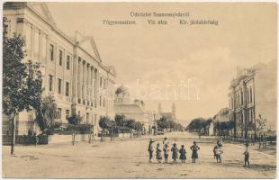 Szamosújvár, Gherla; Főgimnázium, Víz utca, Kir. Járásbíróság. Anka Sándor kiadása / grammar school, street view, district court (fa)