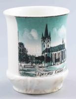 Eperjesi emlékbögre. Az Szent Miklós-társszékesegyház ábrázolásával. Jelzés nélkül, kis kopással, m: 9 cm