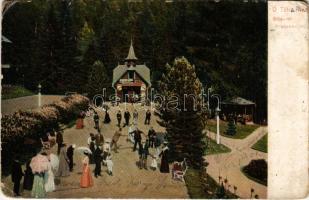 1904 Ótátrafüred, Altschmecks, Stary Smokovec (Tátra, Magas-Tátra, Vysoké Tatry); Sétatér, Pásztory János üzlete. Feitzinger Ede 619. 1904/14. / Promenade / promenade, shop (kopott sarkaka / worn corners)