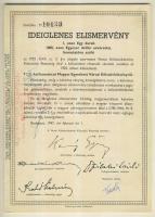 1947. Kötvényhelyettesítő elismervény 1000$ névértékű Budapest/Magyar Egyesített Városi Kölcsönkötvé...