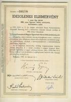 1947. Kötvényhelyettesítő elismervény 1000$ névértékű Budapest/Magyar Egyesített Városi Kölcsönkötvé...