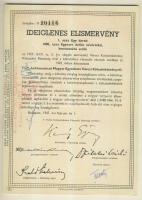 1947. Kötvényhelyettesítő elismervény 1000$ névértékű Budapest/Magyar Egyesített Városi Kölcsönkötvény (5x)egymásutáni sorszámmal