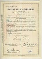 1947. Kötvényhelyettesítő elismervény 1000$ névértékű Budapest/Magyar Egyesített Városi Kölcsönkötvé...