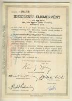 1947. Kötvényhelyettesítő elismervény 1000$ névértékű Budapest/Magyar Egyesített Városi Kölcsönkötvé...