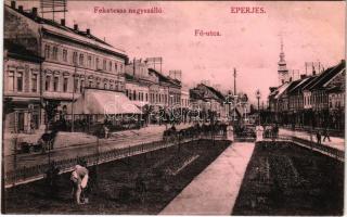 1914 Eperjes, Presov; Fő utca, Feketesas nagyszálló. Divald Károly fia kiadása / main street, hotel