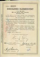 1947. Kötvényhelyettesítő elismervény 1000$ névértékű Budapest/Magyar Egyesített Városi Kölcsönkötvé...